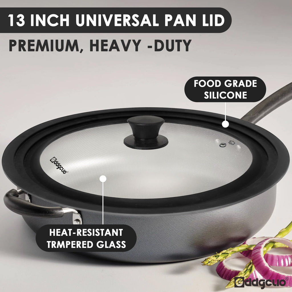 2 Pcs Universal Silicone Tempered Glass Pan Lids Dishwasher Safe E732