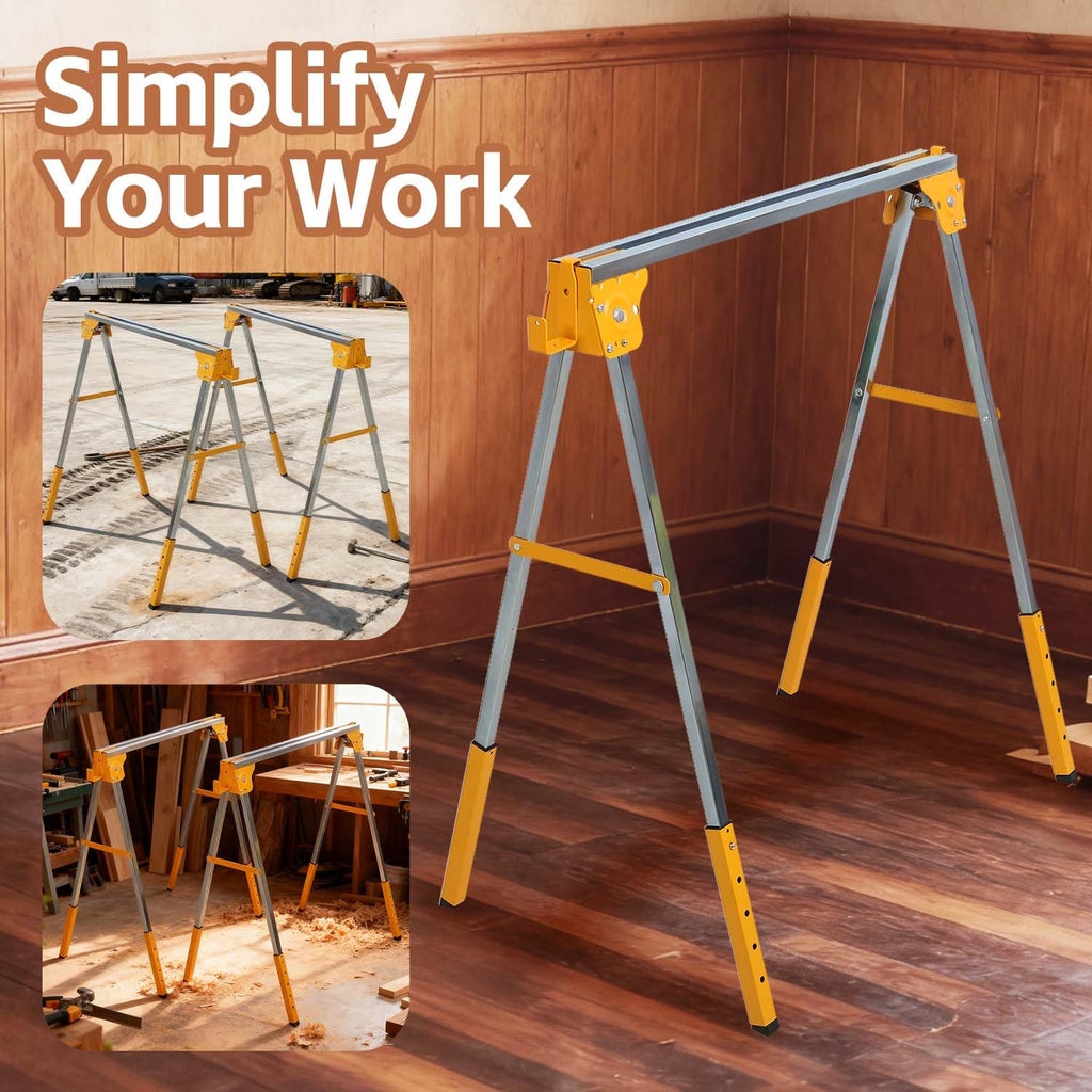 Adjustable Folding Steel Sawhorse 2 Pack P449561
