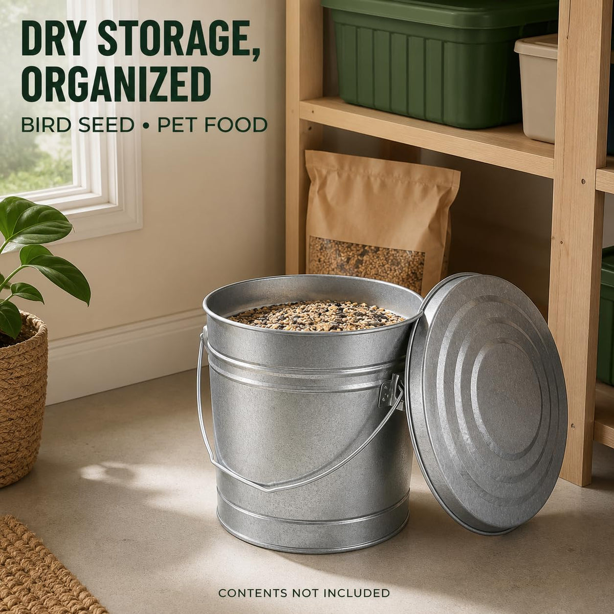 6 Gallon Galvanized Steel Can with Locking Lid I1265