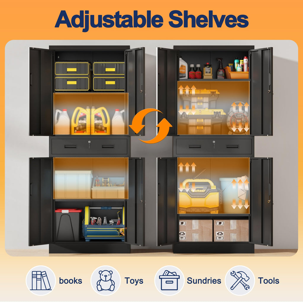 Metal Locking Storage Cabinet with Adjustable Shelves and 1 Drawer N536764
