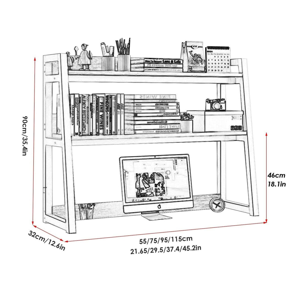 White 2-Tier Wood Desktop Bookshelf U666