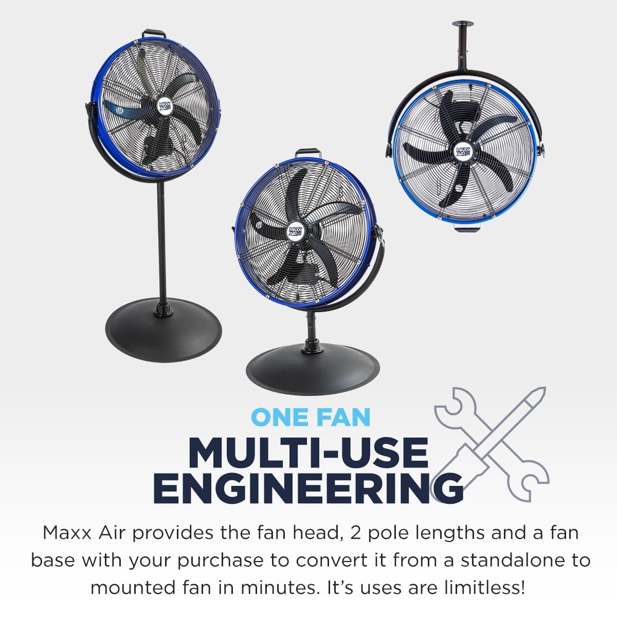 20" 3-In-1 Metal Pedestal Wall Floor Fan J136