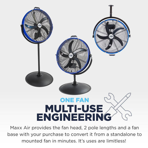 20" 3-In-1 Metal Pedestal Wall Floor Fan J136