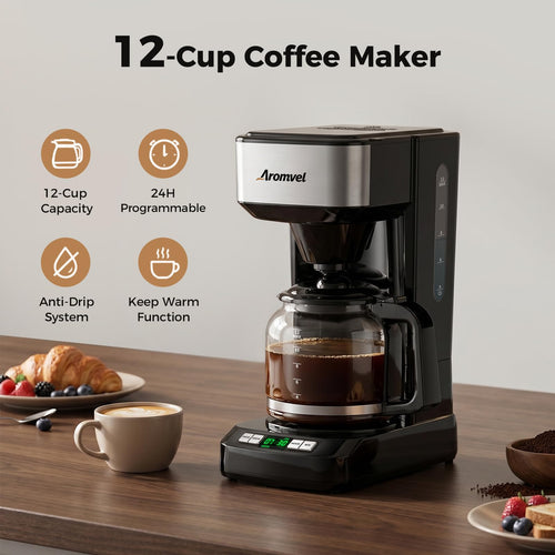 12-Cup Programmable Drip Coffee Maker with Glass Carafe S987