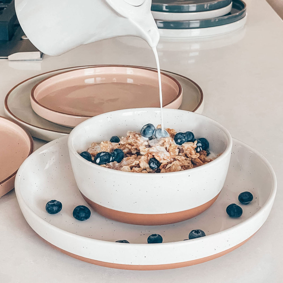 Ceramic Flat Bowls Set of 4 25 oz Porcelain Bowl A185627