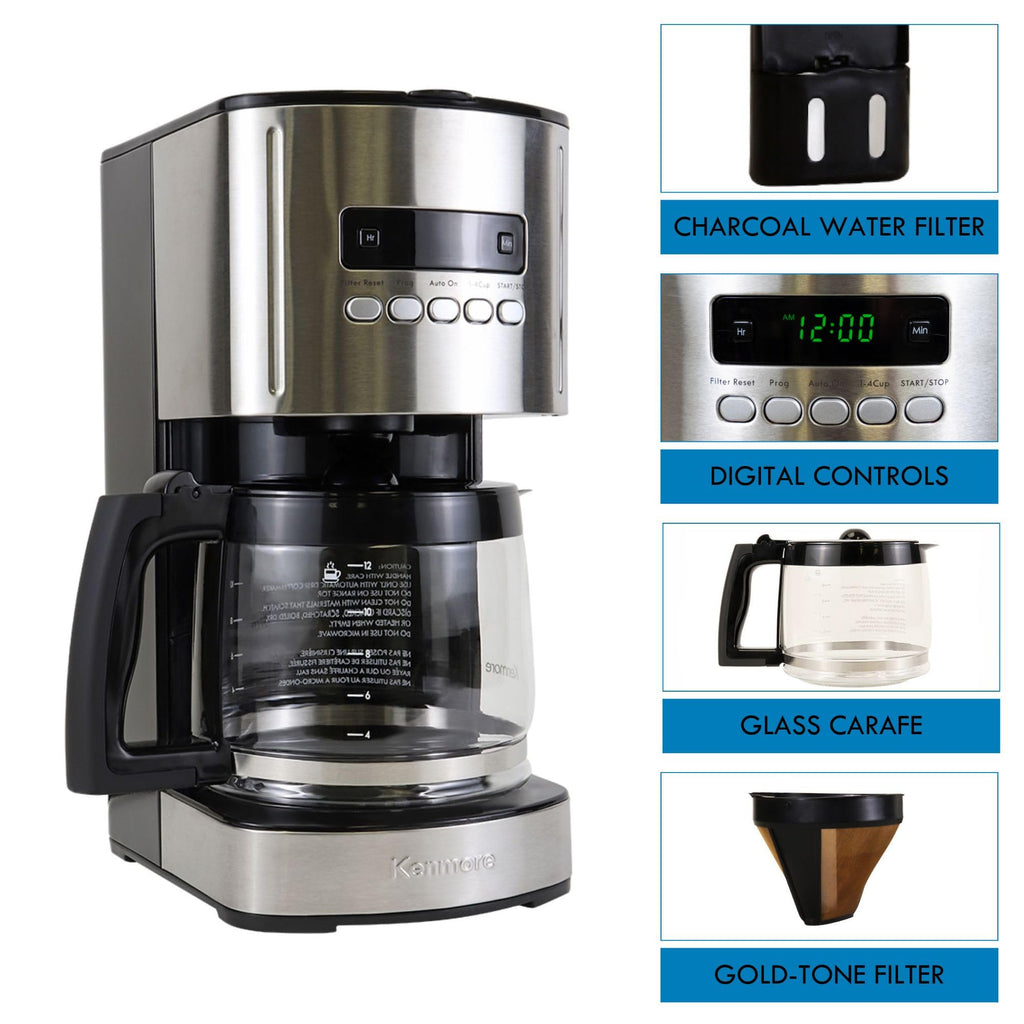 Programmable Drip Coffee Maker with Glass Pot, 12 Cup Black J45120