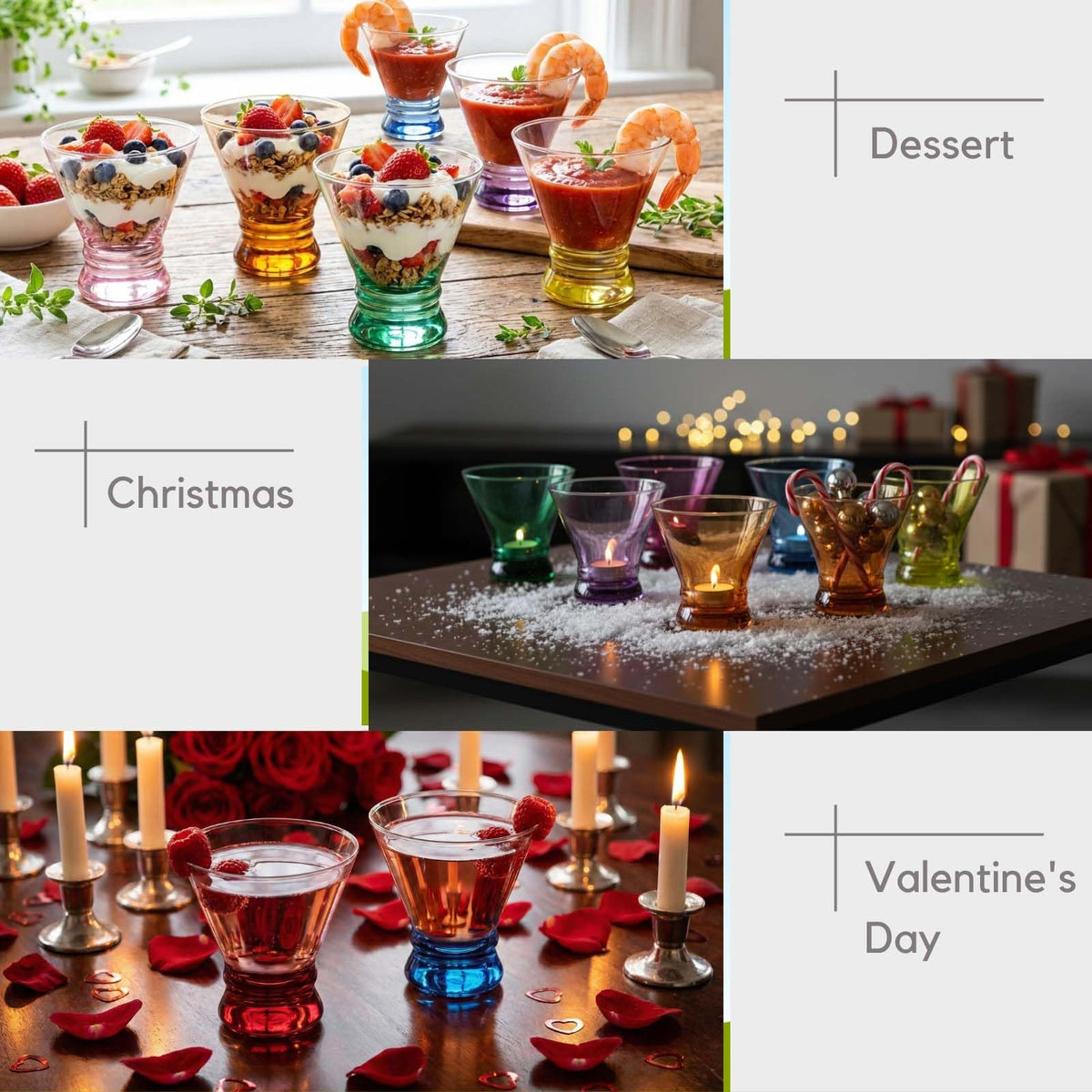Colored Stemless Martini Glasses Set of 6 P58918