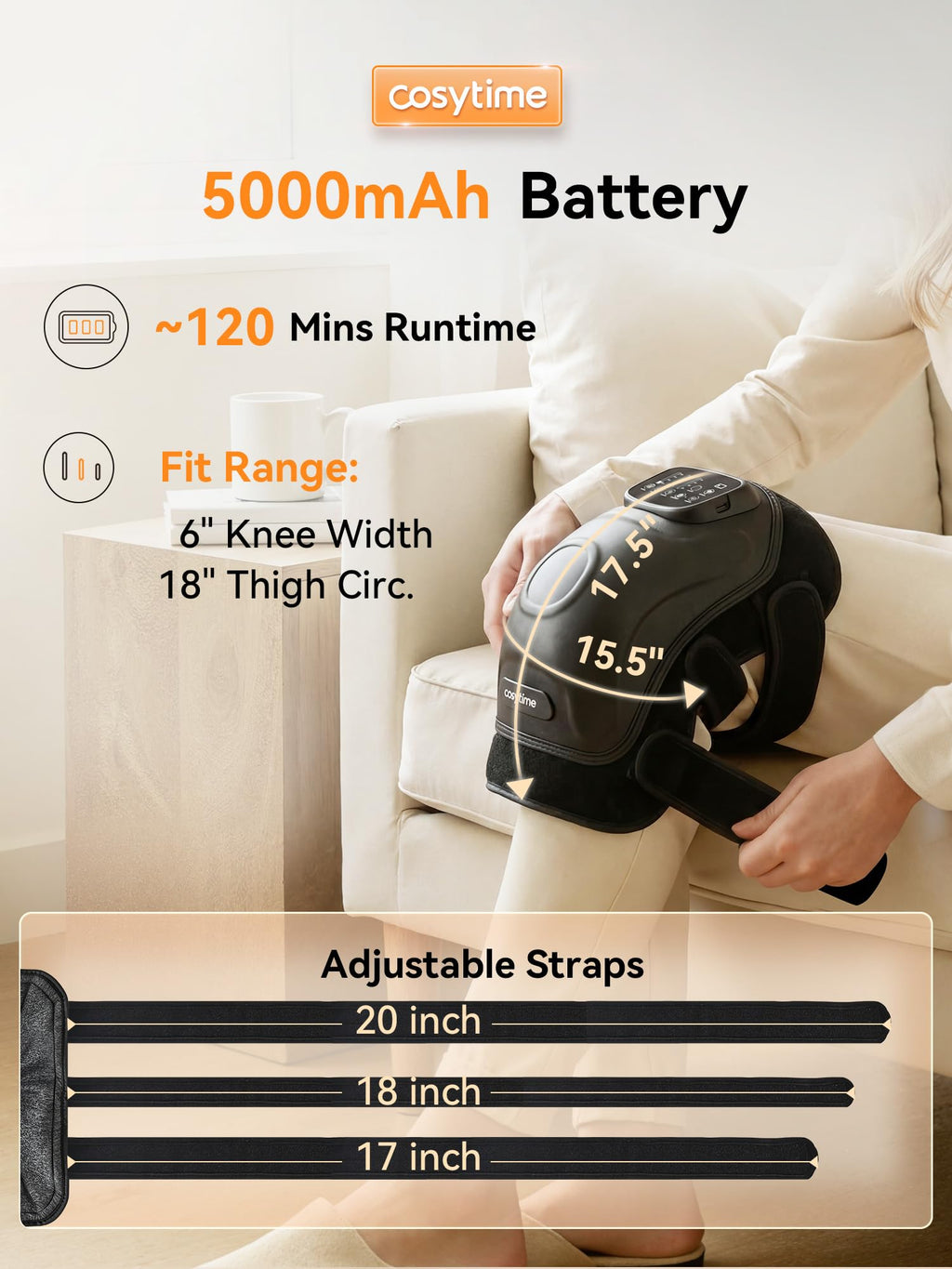 Cordless Knee Massager with Airbag Compression and Heat U685822