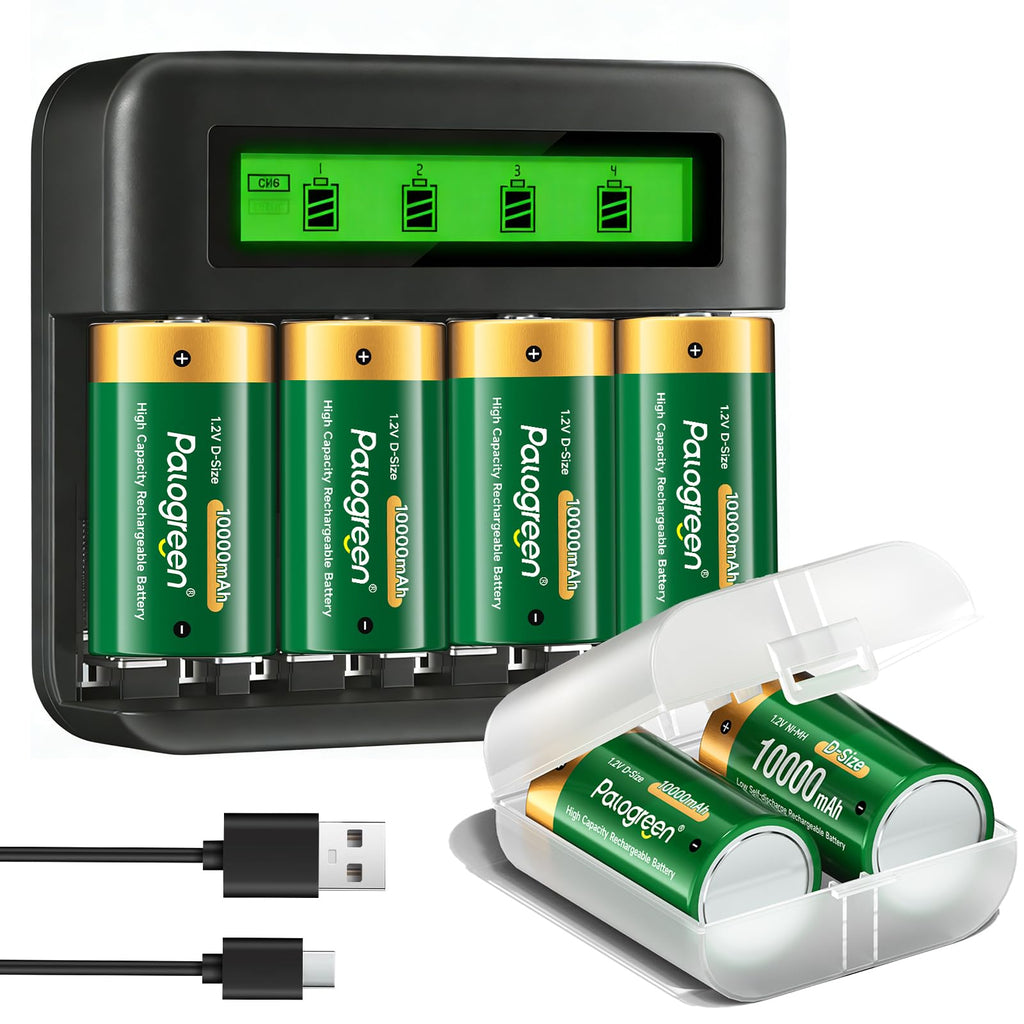Rechargeable D Batteries with Charger I44624