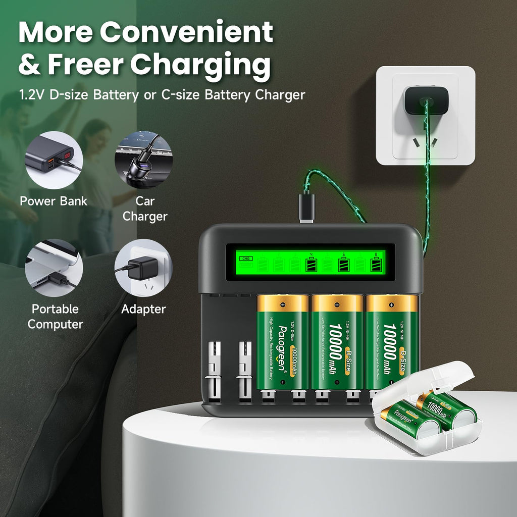 Rechargeable D Batteries with Charger I44624