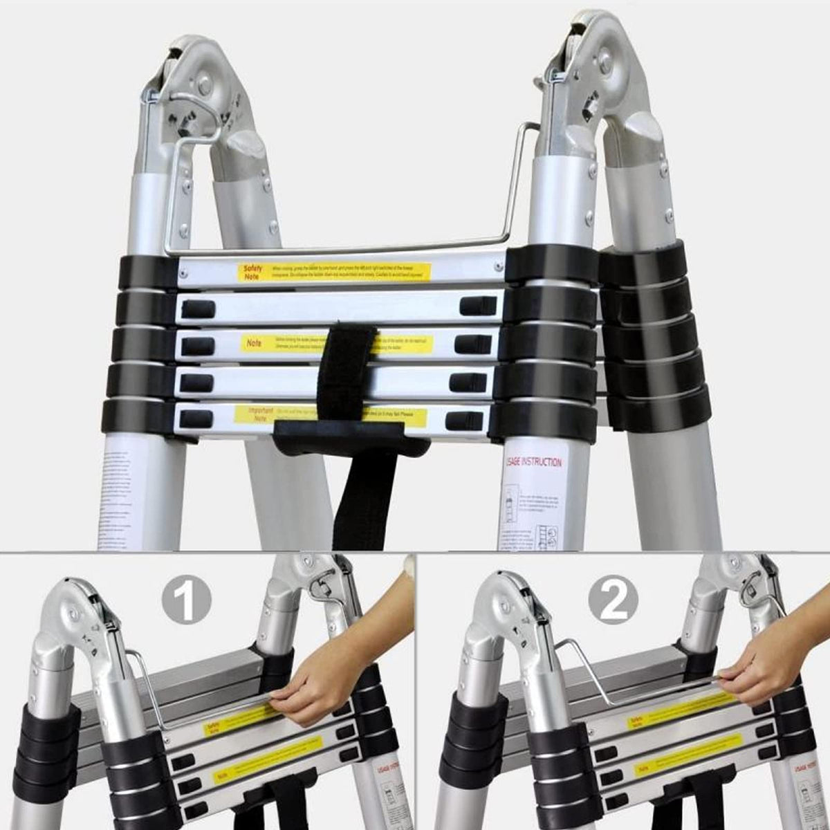 Aluminum Telescopic Extension Ladder 8.5ft-20.3ft Non-Slip V10627