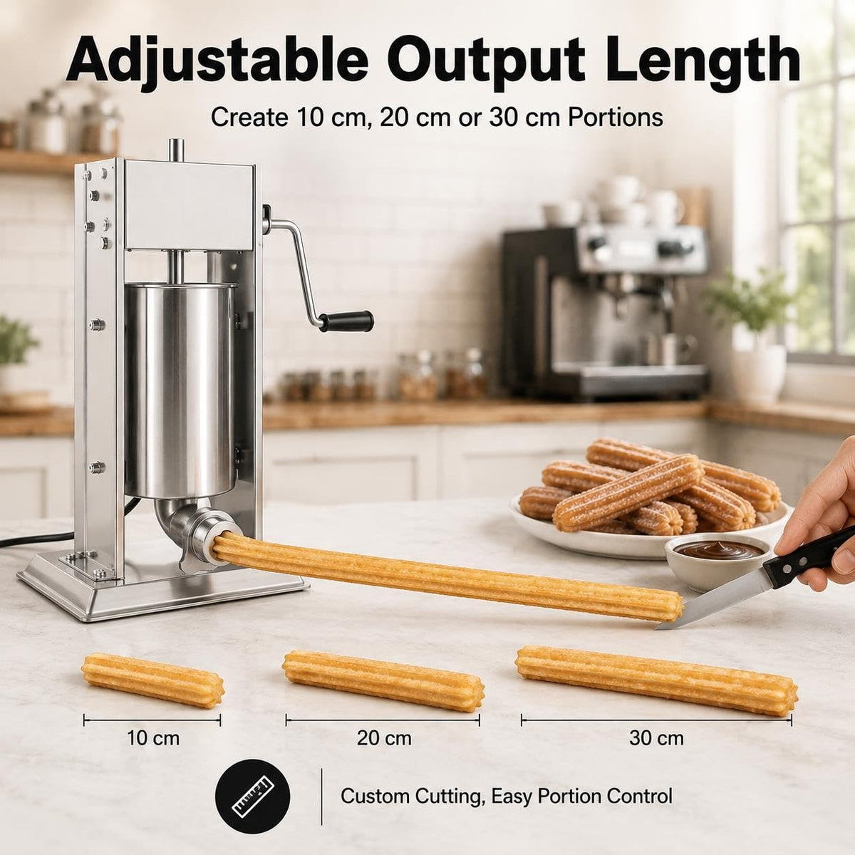Vertical Sausage Stuffer and Churro Machine Combo, 304 Steel, 3L/5L/7L X695