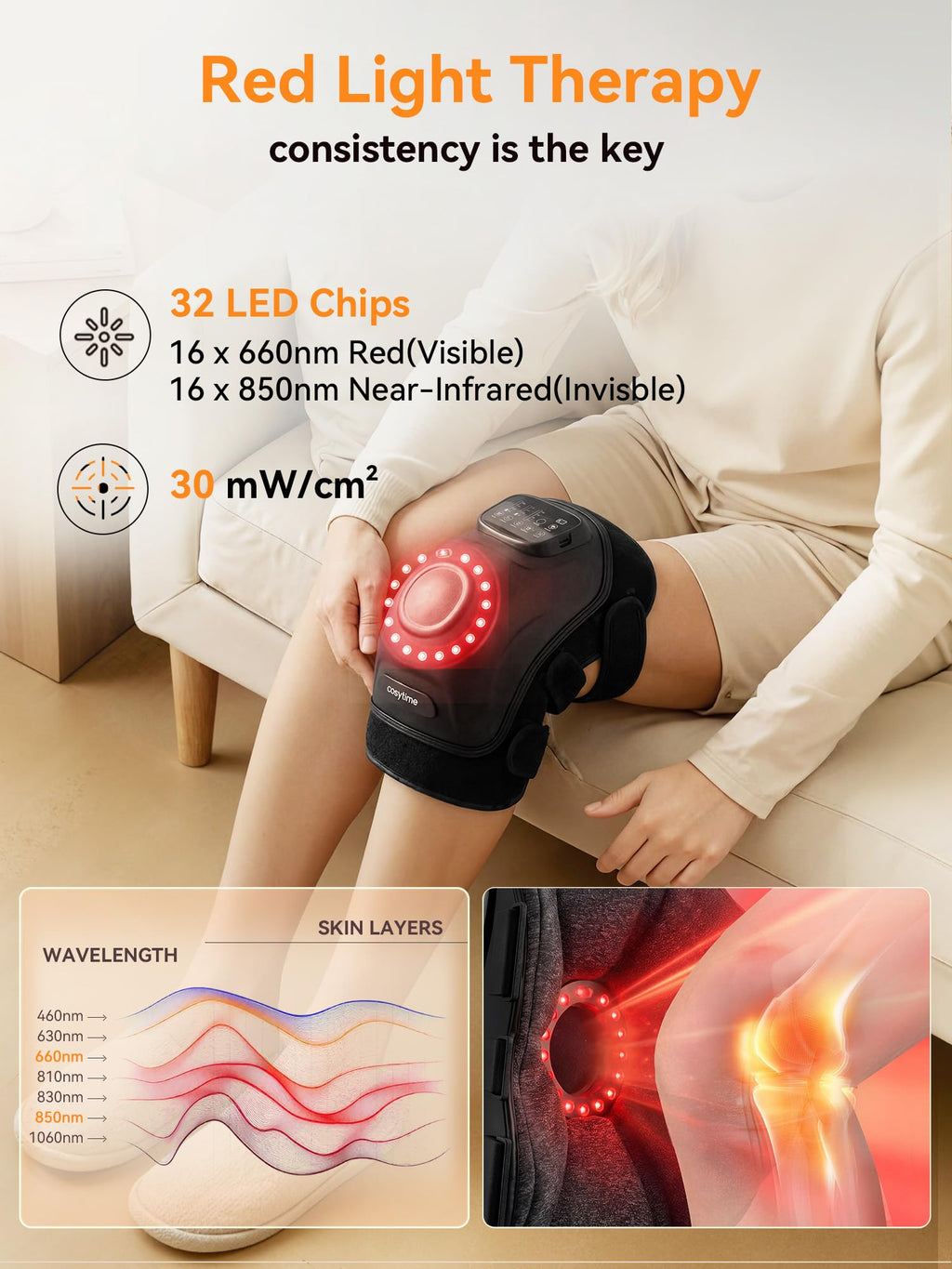 Cordless Knee Massager with Airbag Compression and Heat U685822