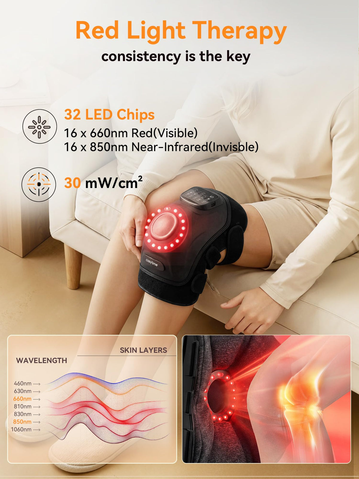 Cordless Knee Massager with Airbag Compression and Heat U685822