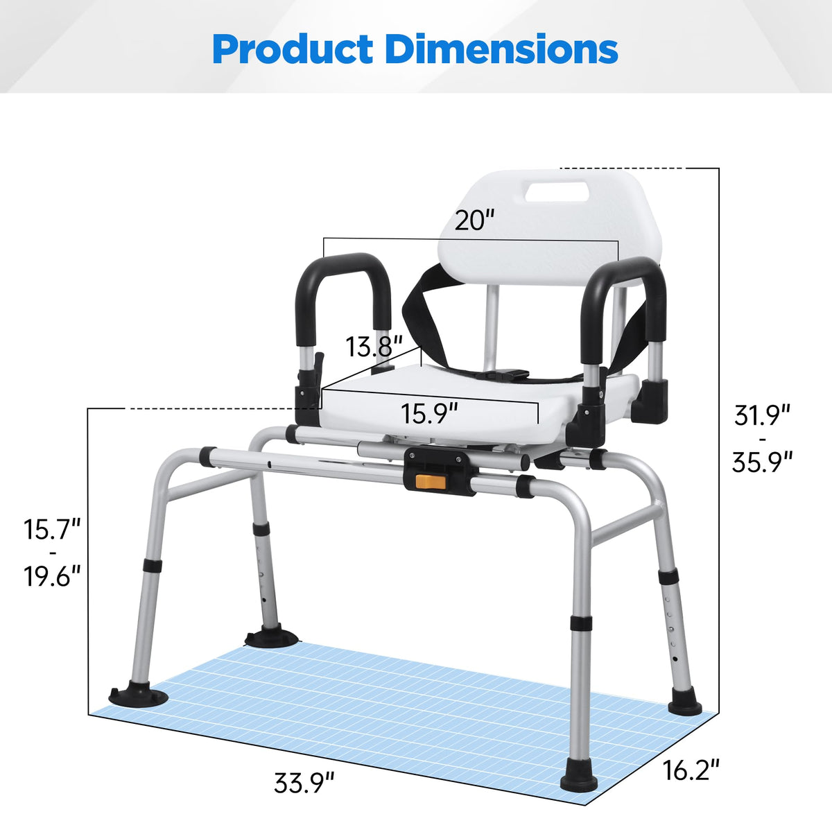 Sliding Shower Chair Tub Transfer Bench with Swivel Seat N792