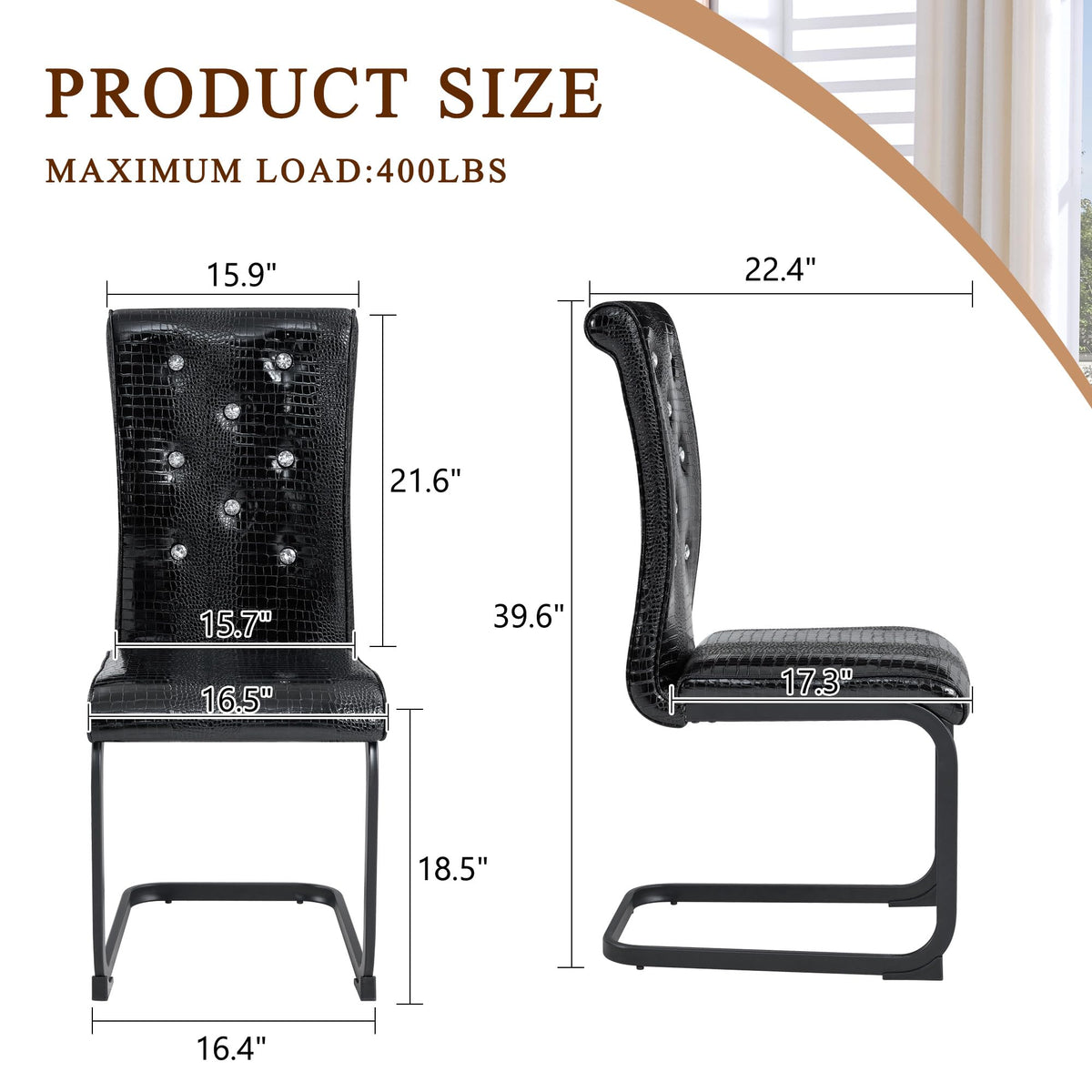 Black PU Leather Dining Chairs Set of 4 W4547