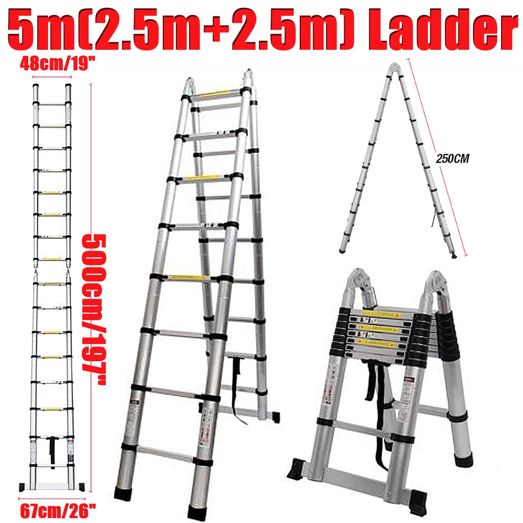 Aluminum Telescopic Extension Ladder 8.5ft-20.3ft Non-Slip V10627