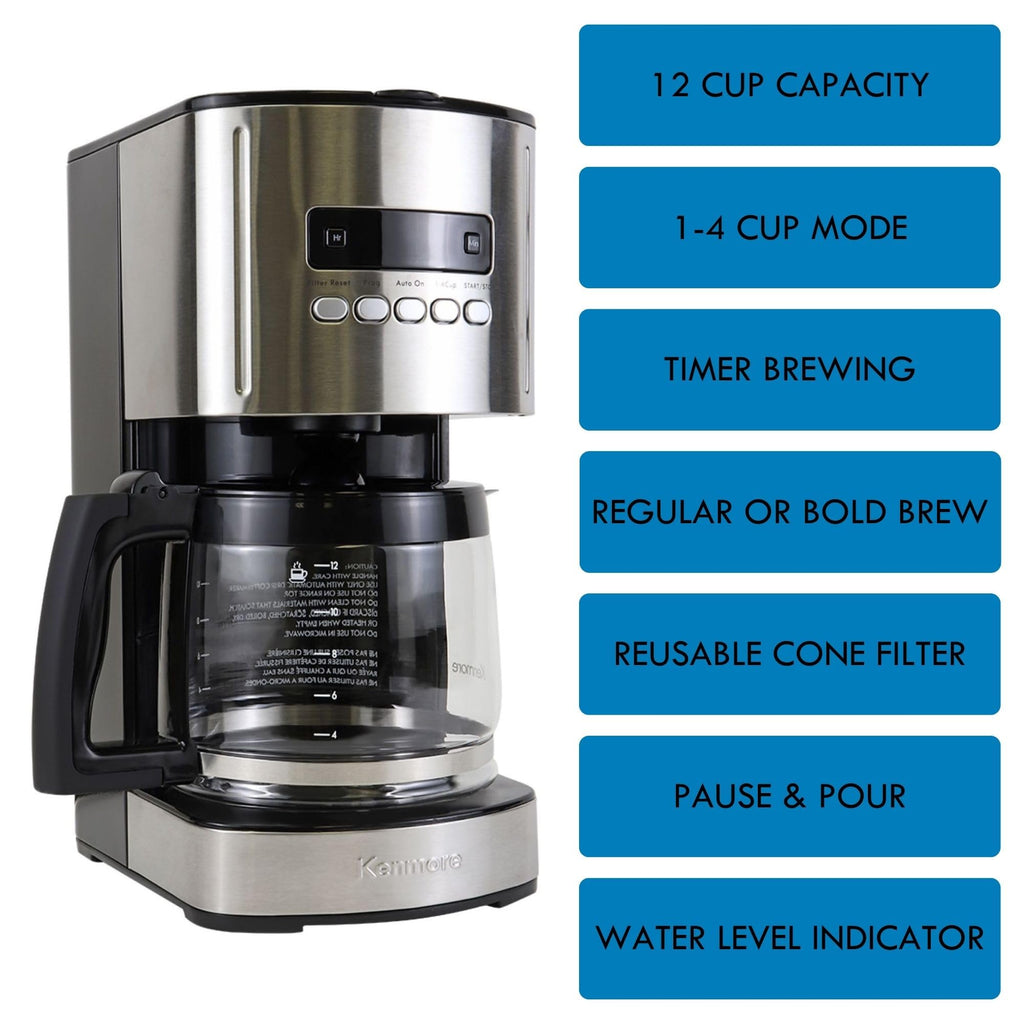 Programmable Drip Coffee Maker with Glass Pot, 12 Cup Black J45120