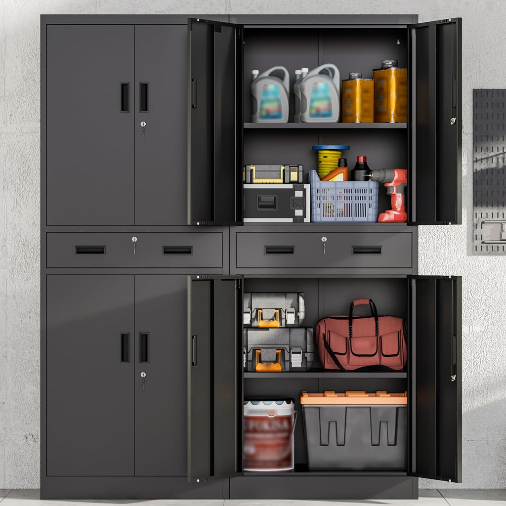Metal Locking Storage Cabinet with Adjustable Shelves and 1 Drawer N536764