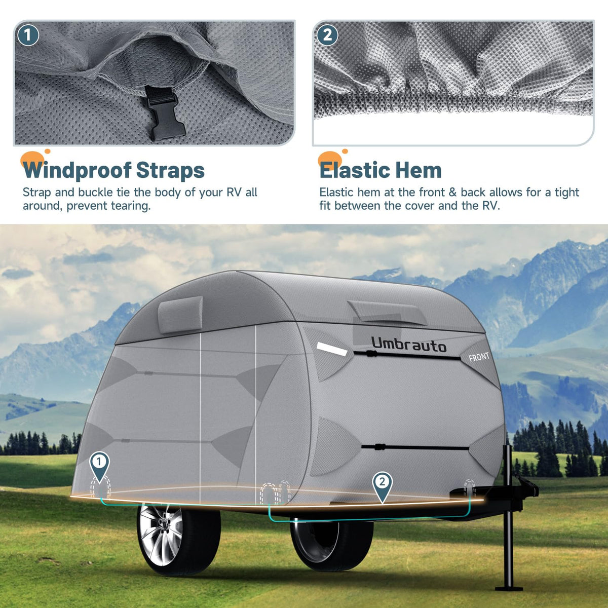 8'-10' 7 Layers Waterproof Travel Trailer Cover D78056