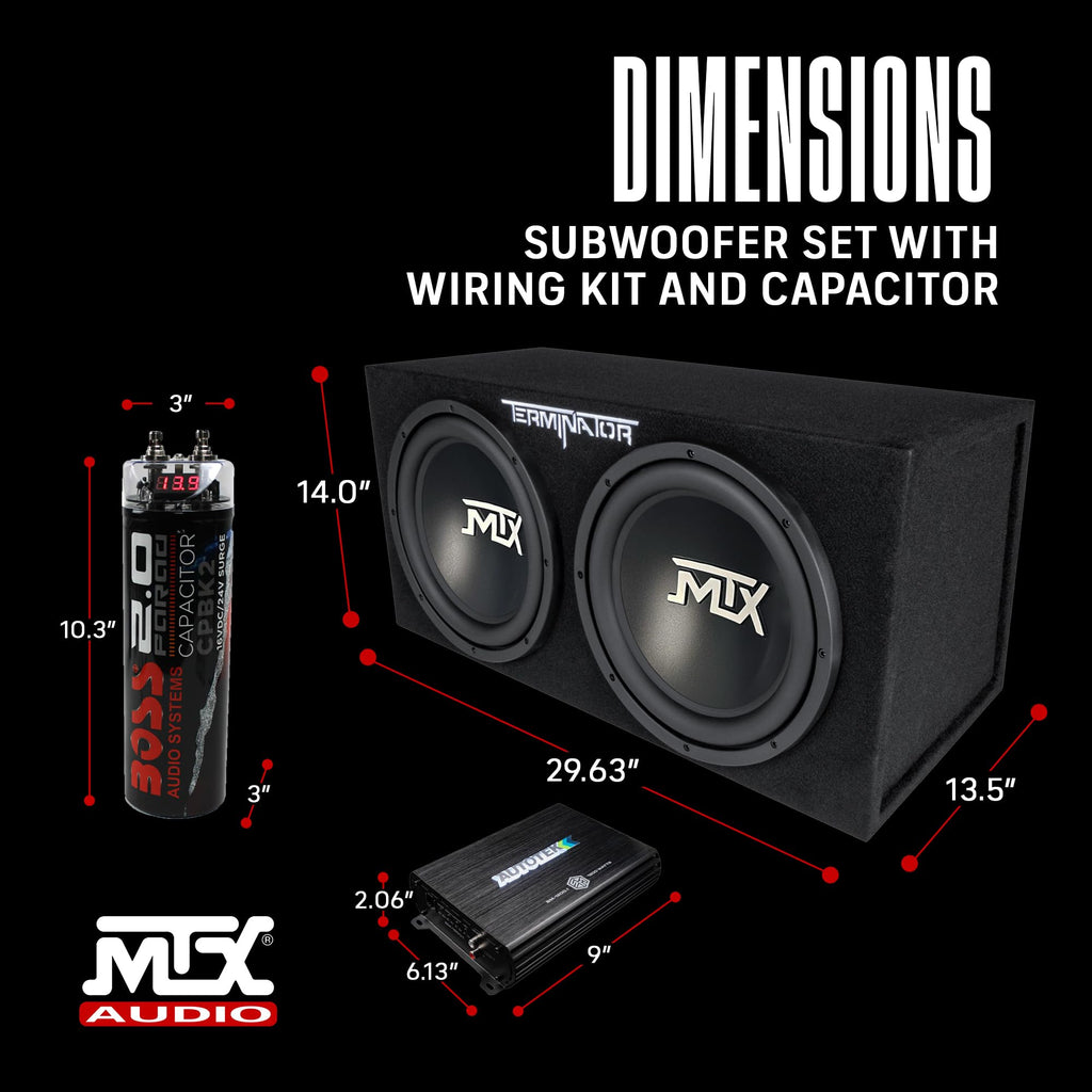 Dual 12" Subwoofer Box, Mono Amp, & Wiring Kit R19276