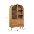 74 Inch English Oak Bookshelf Cabinet with Glass Doors M31177