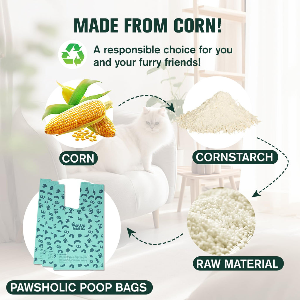Cornstarch Based 180 Count 1.1 Gallon Lavender Scent Leak Proof Poop Bags with Handle H776