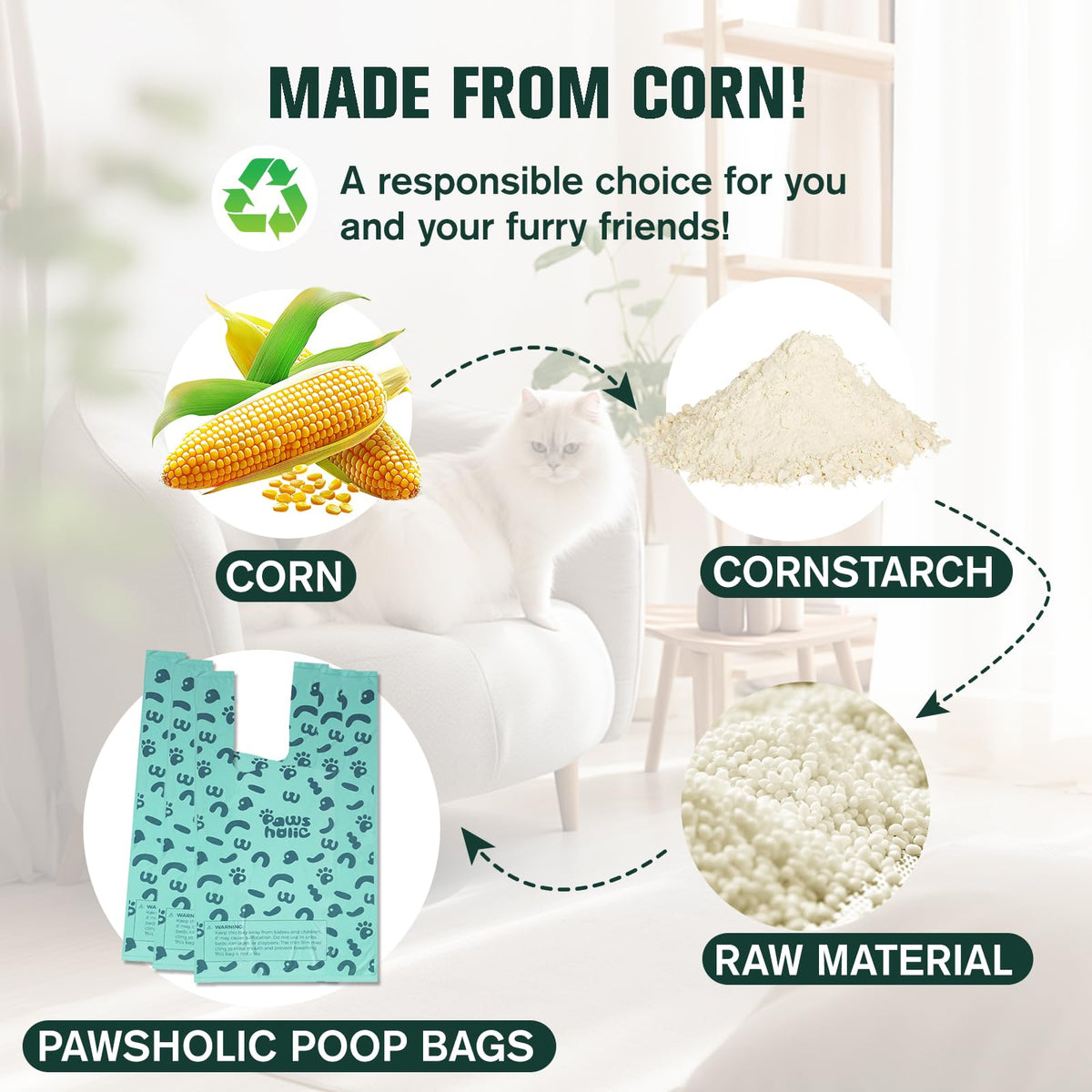 Cornstarch Based 180 Count 1.1 Gallon Lavender Scent Leak Proof Poop Bags with Handle H776