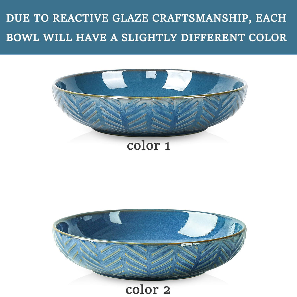 Blue 30oz Embossed Pasta Bowls Set of 4 F346761