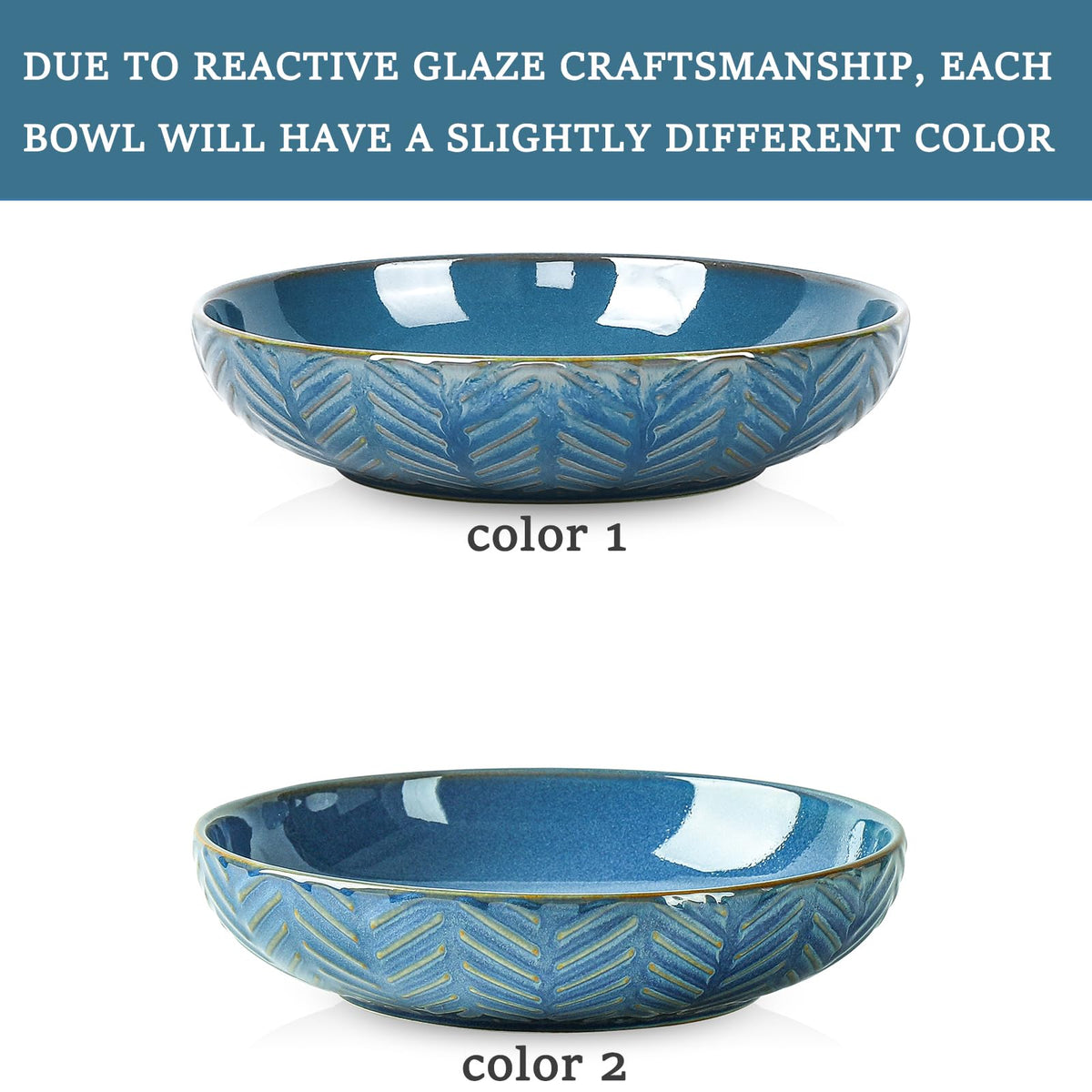 Blue 30oz Embossed Pasta Bowls Set of 4 F346761