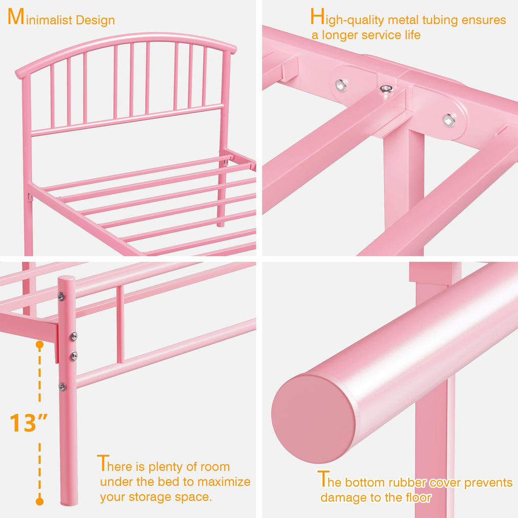 Twin Size Metal Bed Frame with Headboard and Footboard C254