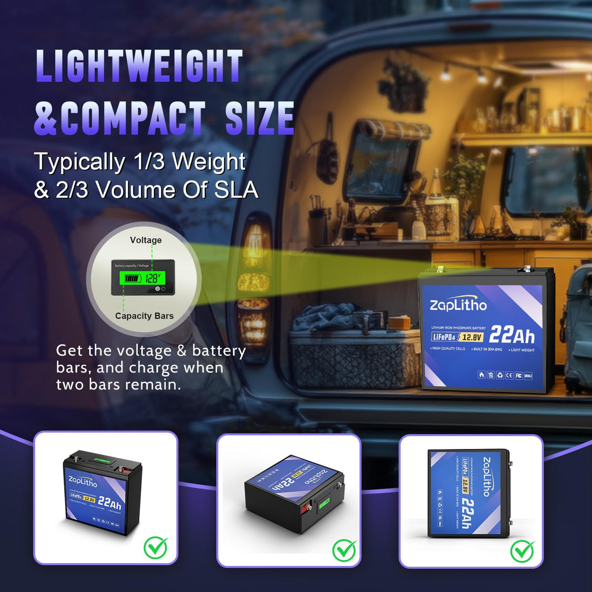 12V 22Ah LiFePO4 Lithium Battery W4700