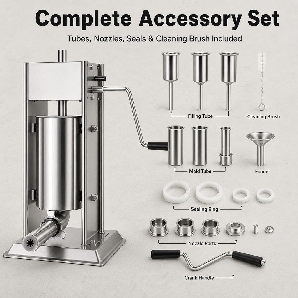 Vertical Sausage Stuffer and Churro Machine Combo, 304 Steel, 3L/5L/7L X695