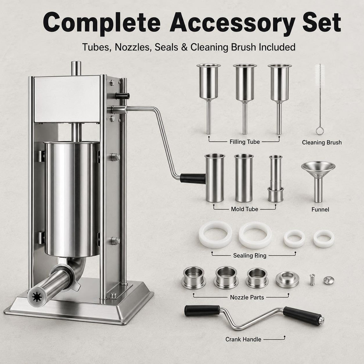 Vertical Sausage Stuffer and Churro Machine Combo, 304 Steel, 3L/5L/7L X695