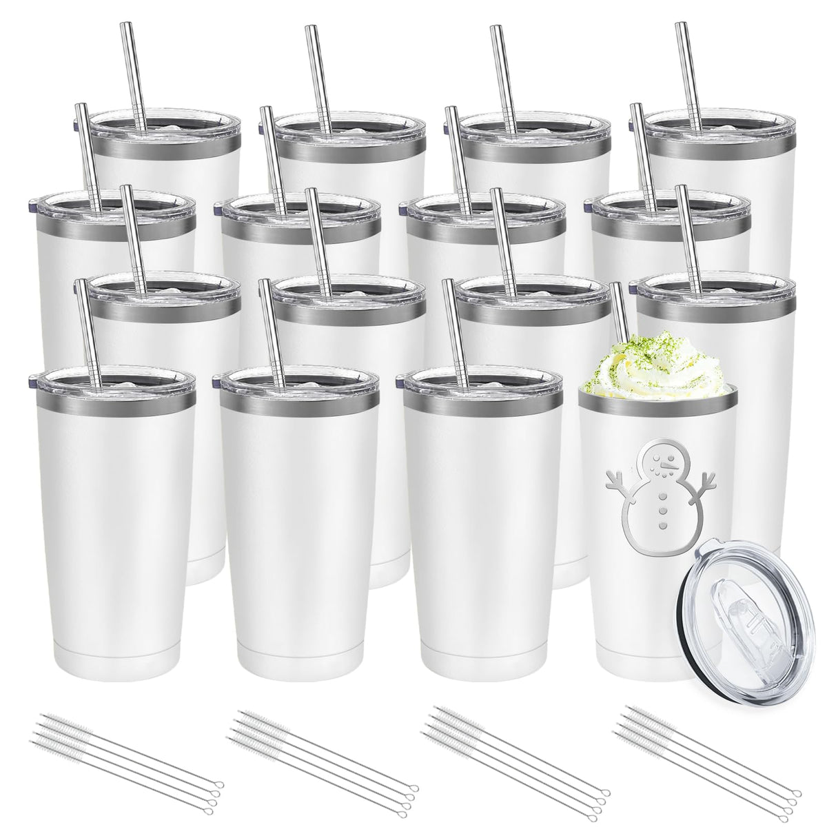 16 Pack Stainless Steel Insulated Tumbler 20oz White Y95209