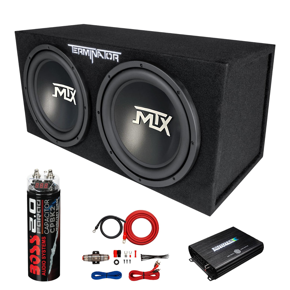 Dual 12" Subwoofer Box, Mono Amp, & Wiring Kit R19276
