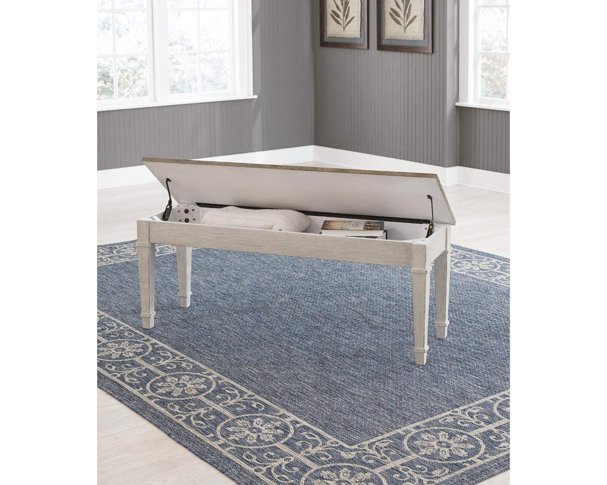 White Light Brown Wood Storage Bench V826