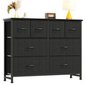 Black 8 Fabric Drawer Dresser with Wood Top W6357
