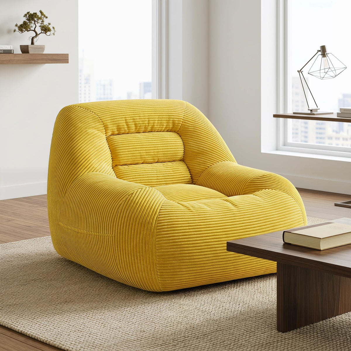 Oversized Corduroy Memory Foam Bean Bag Chair X347