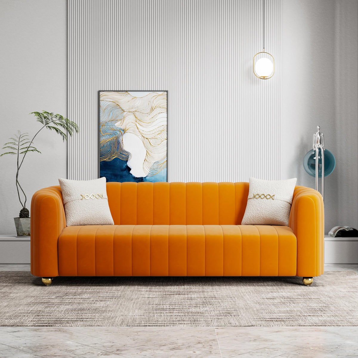 Orange Velvet 2-Piece Sofa B164632