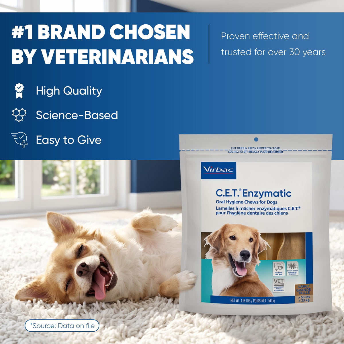 Large Tartar Control Enzymatic Oral Hygiene Chews for Dogs V407