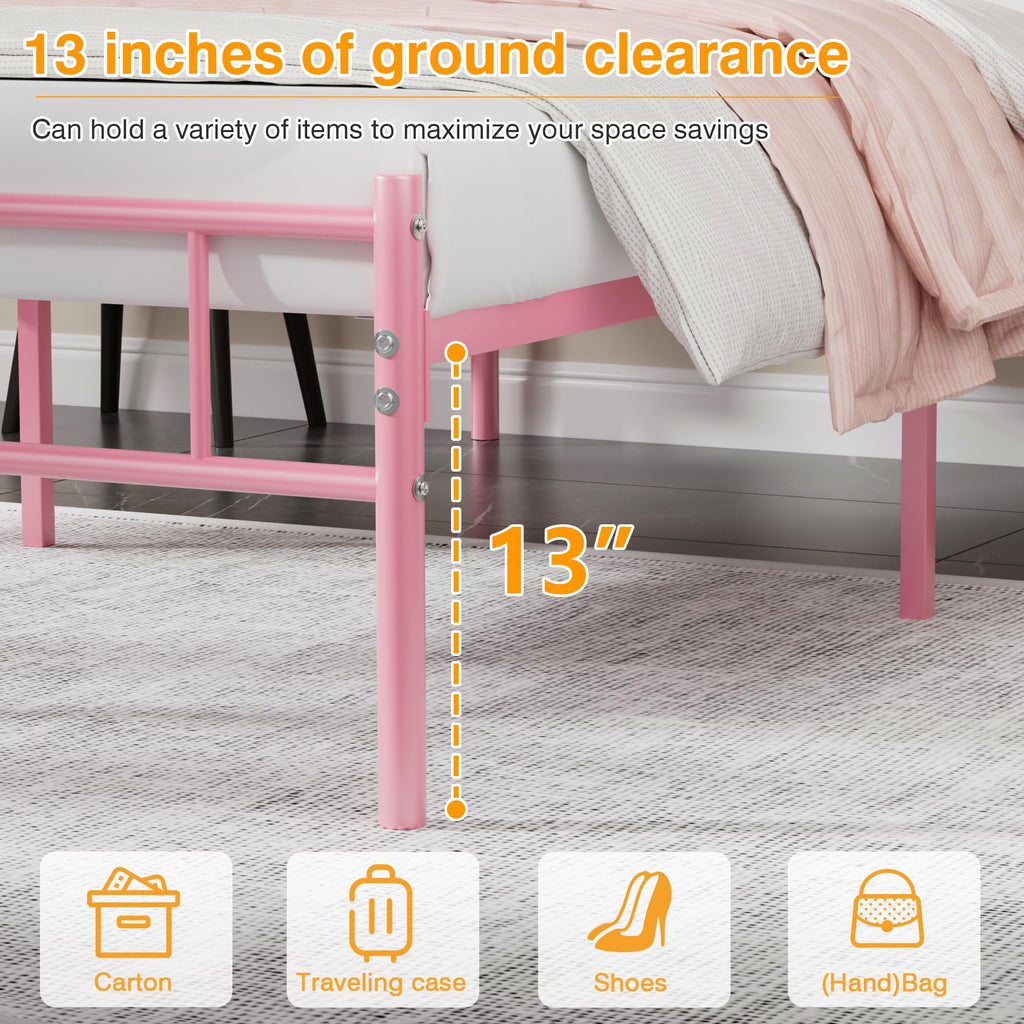 Twin Size Metal Bed Frame with Headboard and Footboard C254