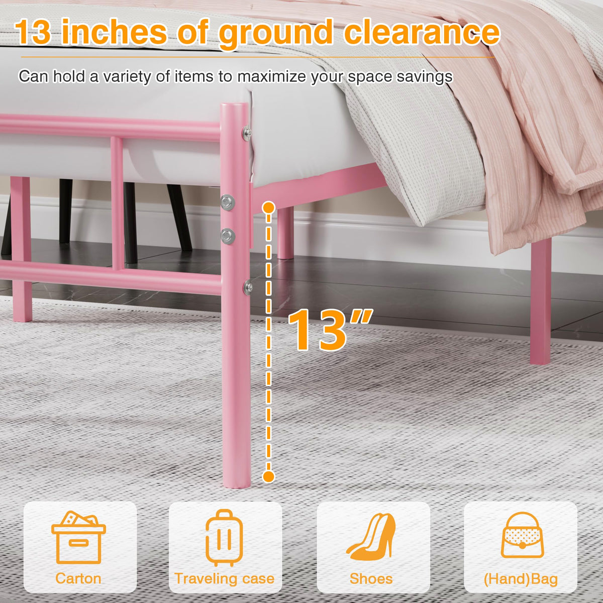 Twin Size Metal Bed Frame with Headboard and Footboard C254