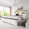 White Full Size Bed Frame with Headboard and Storage M369030