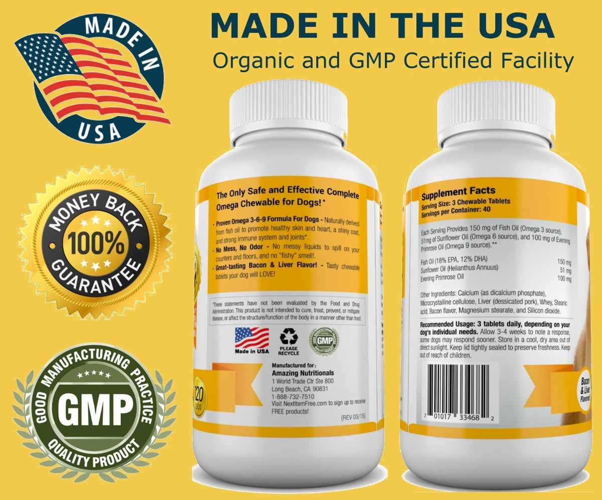 Omega-3 Fish Oil and Turmeric Curcumin Chews for Dogs W445