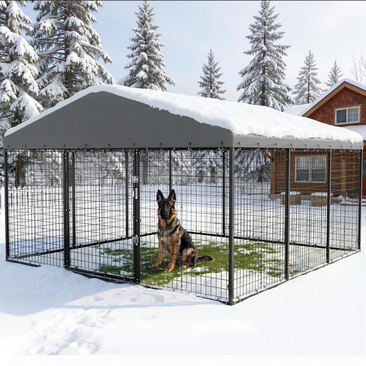 10x10x6 FT Galvanized Steel Dog Kennel with Roof P3376