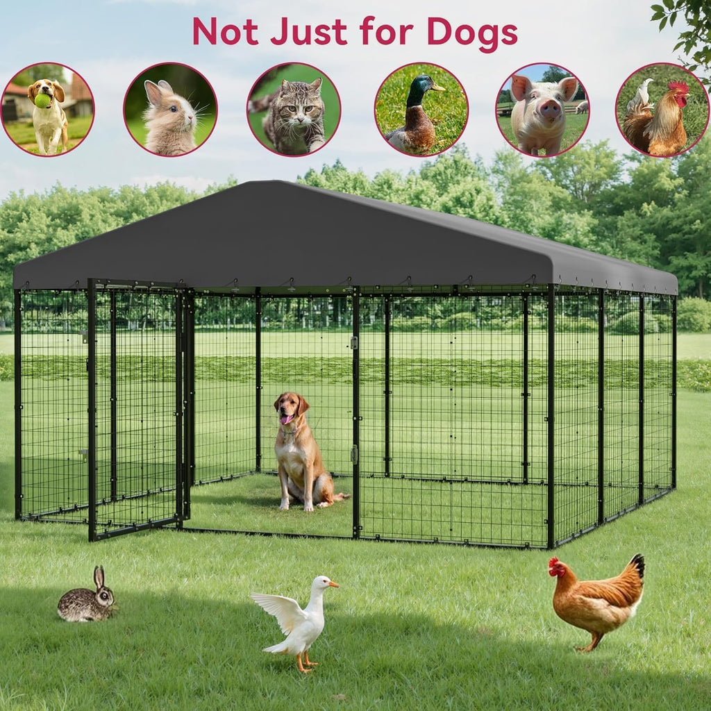 10x10x6 FT Galvanized Steel Dog Kennel with Roof P3376