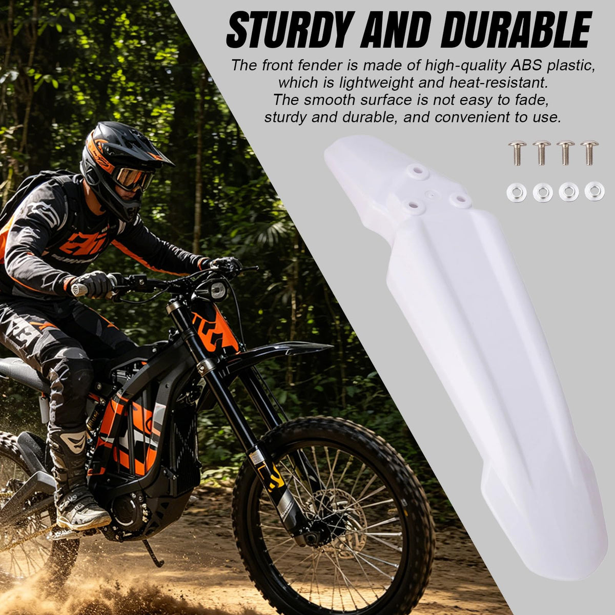 White Dirt Bike & Ebike Front Fender I844