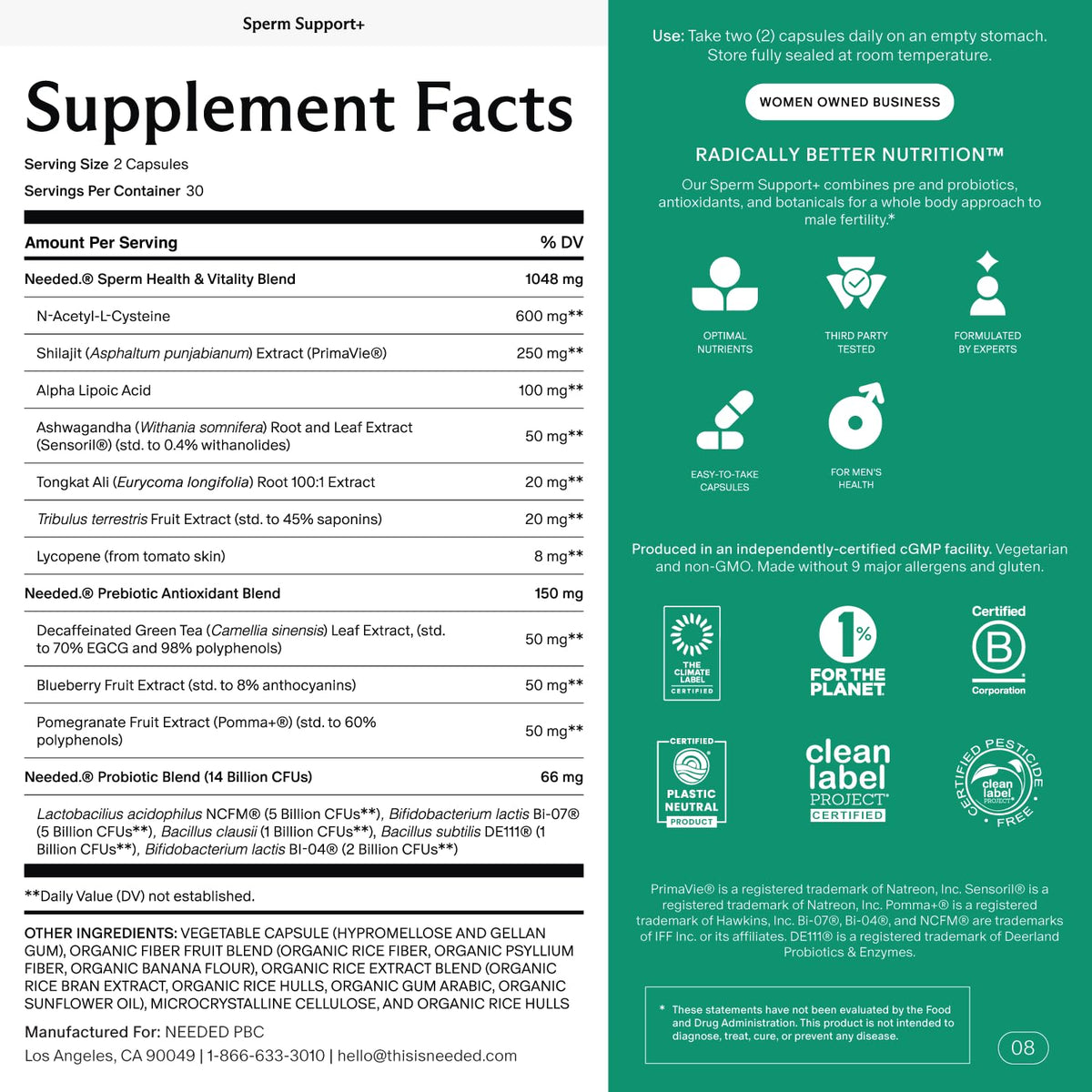 Sperm Support 60 Capsules F83766