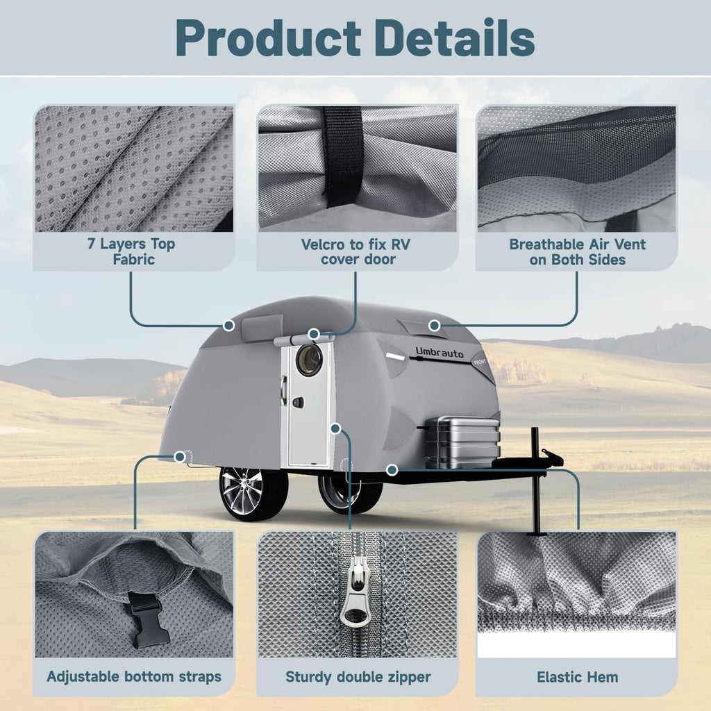 8'-10' 7 Layers Waterproof Travel Trailer Cover D78056